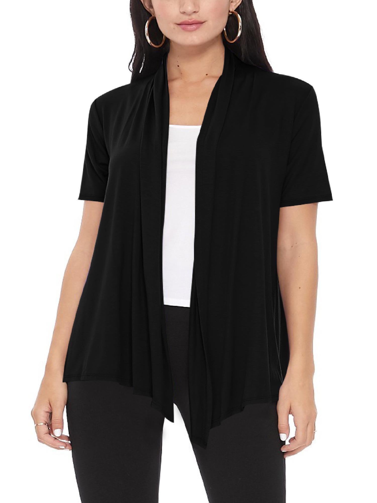 Women-s-Loose-Fit-Short-Sleeve-Draped-Open-Front-Office-Wear-Solid-Cardigan_3c6e4608-5f45-4fdc-8047-3260c9ea3922_1.67ed628e809b158d9b74edeefab320e8 Women's Loose Fit Short Sleeve Draped Open Front Office Wear Solid Cardigan - Image 1